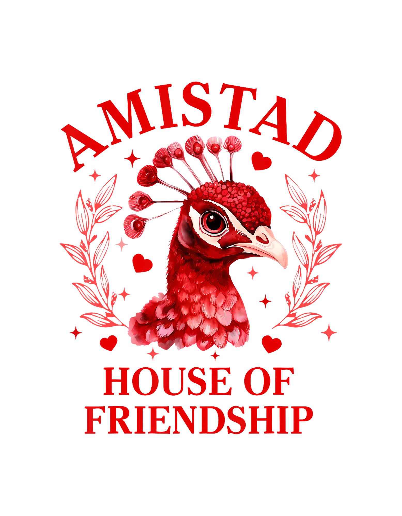 Amistad House of Friendship peacock T-Shirt graphic