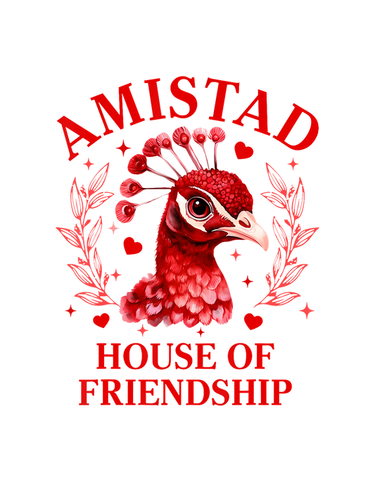 Amistad House of Friendship peacock T-Shirt graphic