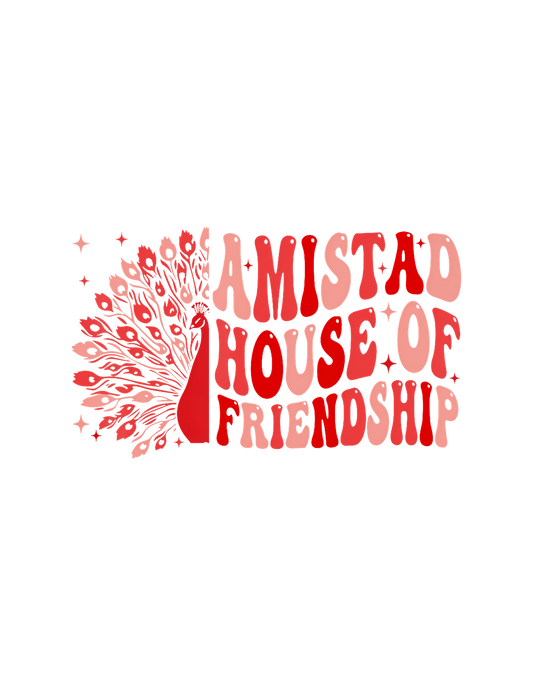 Amistad House of Friendship Retro Peacock T-Shirt graphic