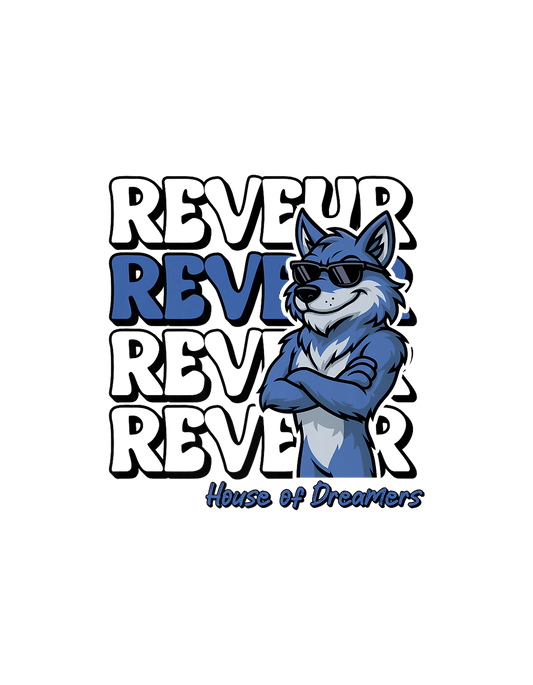 Reveur House of Dreamers stacked text wolf T-Shirt graphic
