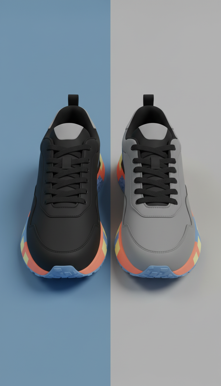Ink Black & Concrete Grey Color-Block Sneakers